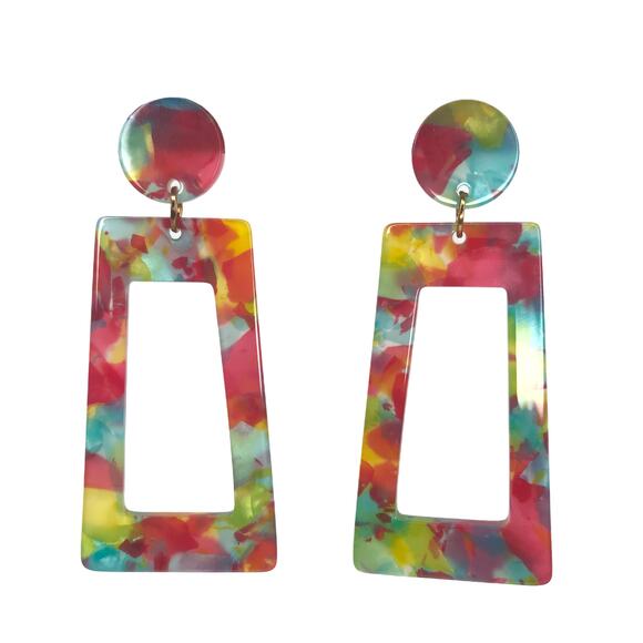Neon Fun Trapezoid Drop Earrings - Picture 3 of 4